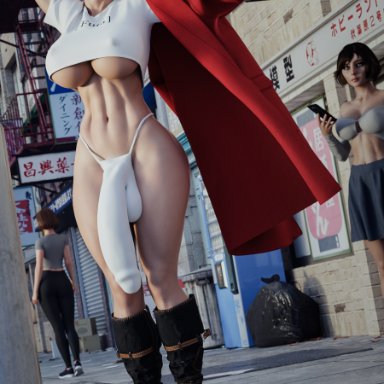 3d, abs, big breasts, big penis, cock sleeve, daz3d, daz studio, futa only, futanari, huge breasts, huge cock, jill valentine, red coat, resident evil 3, stevencarson