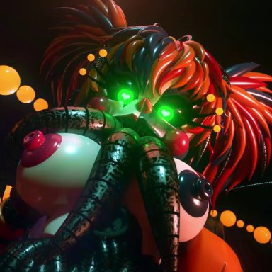 animated, animatronic, big breasts, circus baby, five nights at freddy's, heart-shaped pupils, robot, robot girl, scrap baby, sound, super elon, vaginal penetration, video