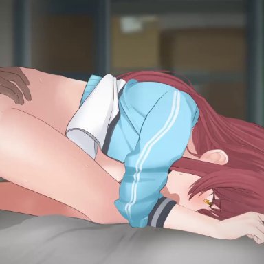 1boy, 1girls, animated, blush, bouncing breasts, breasts, clothing, cum, cum inside, duo, ejaculation, female penetrated, from behind, idolmaster, idolmaster shiny colors