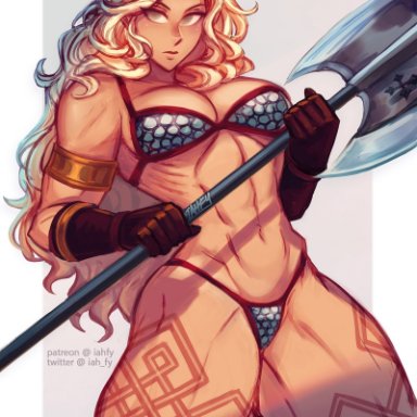 1girls, abs, amazon (dragon's crown), big breasts, breasts, cleavage, dragon's crown, female, female only, iahfy, large breasts, muscles, muscular, muscular female, solo