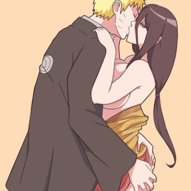 alternate costume, ass, ass grab, big breasts, boruto: naruto next generations, breasts, brother in law and sister in law, closed eyes, female, hakama, half-closed eyes, haori, huge breasts, hyuuga hanabi, indrockz