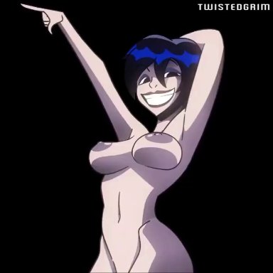 animated, areolae, ass, big breasts, black hair, do the evolution, edit, lady death, medium hair, monster girl, music, nipples, nude female, pearl jam, pussy