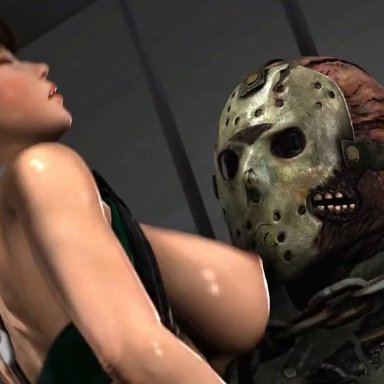 26regionsfm, 3d, animated, big breasts, big penis, bouncing breasts, bowtie, cowgirl position, cuffs, cuffs (clothing), dead or alive, friday the 13th, halloween, hockey mask, jason voorhees