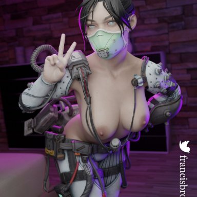 1girls, 3d, apex legends, areolae, big breasts, blender, breasts, female, female only, francis brown, large breasts, nipples, solo, wraith (apex legends)