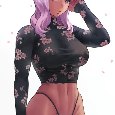 1girls, abs, belly, big breasts, black panties, black top, black topwear, breasts, brown body, brown skin, dark-skinned female, dark skin, edit, enen no shouboutai, female