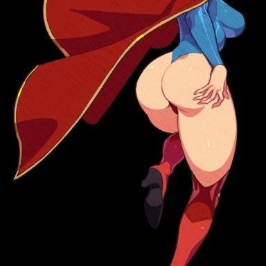 1girls, ass, big ass, big breasts, blonde hair, blue eyes, cape, dc, dc comics, female, female only, high heel boots, kara danvers, kara zor-el, leotard