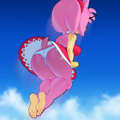 1girls, amy rose, anthro, big ass, big breasts, big butt, breasts, dress, feet, female, hairband, panties, pink body, pink fur, solo