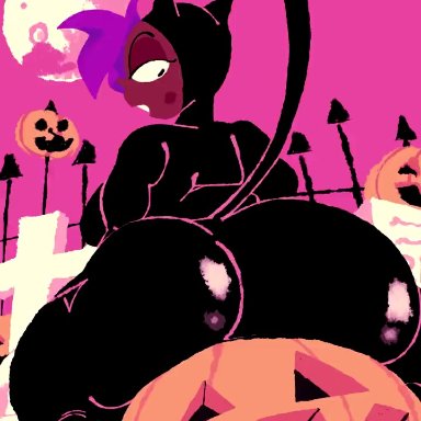 animated, big ass, big thighs, cat costume, enid, fence, graveyard, halloween, halloween costume, huge ass, huge butt, huge thighs, hyper ass, hyper thighs, large ass