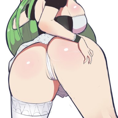 artist request, ass, breasts, female, female focus, female only, female solo, goddess, green eyes, green hair, hand on ass, hand on butt, kid icarus, light-skinned female, long hair