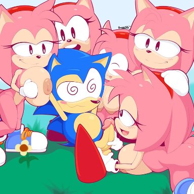 amy rose, boob smothering, classic amy rose, classic sonic, clones, footwear, gangbang, group sex, huge breasts, orgy, reverse gangbang, sega, shortstack, sonic (series), sonic the hedgehog