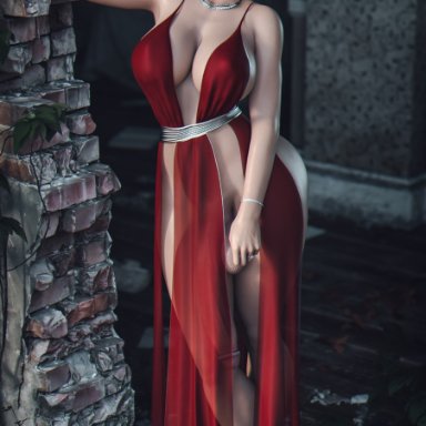 1futa, 3d, ada wong, big breasts, breasts, clothed, clothing, dress, futa only, futanari, huge cock, human, large breasts, light-skinned futanari, light skin