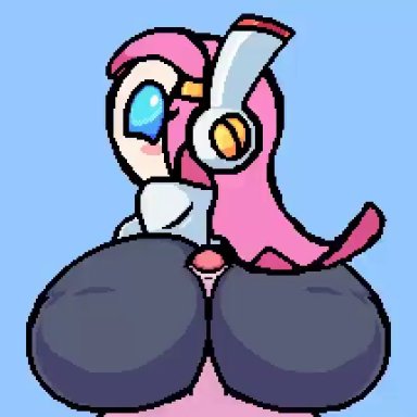 1boy, 1girls, 2021, alien, alien humanoid, animated, ass, assjob, big ass, big penis, blue background, blush, breasts, bubble butt, duo