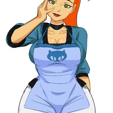 1girl, 1girls, apron, ara ara, ben 10, big breasts, breasts, cartoon network, choker, cleavage, clothing, curvaceous, curvy, curvy figure, donchibi