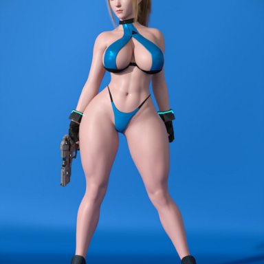 1girls, 3d, big breasts, bimbo, breasts, female, female only, large breasts, metroid, nintendo, rude frog, samus aran, solo, thick thighs, wide hips