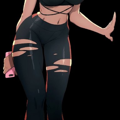 clothed, curvy, dark-skinned female, gym clothes, large breasts, manhwa, manhwa edit, mo hani, render, sexercise (series), shuroop, solo female, transparent background