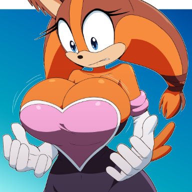 big breasts, breast expansion, cosplay, rouge the bat, sonic (series), sticks the jungle badger, tagme, tagme (artist)