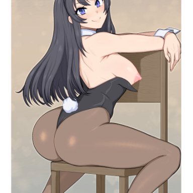 absurd res, afrobull, big breasts, breasts, bunny ears, bunny girl, bunny tail, bunnysuit, edit, fat ass, female only, high heels, highres, hips, sakurajima mai