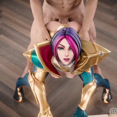 3d, anal, animated, ass, black hair, blue eyes, breasts, female, fiora laurent, lazysoba, league of legends, male, mp4, no sound, red hair