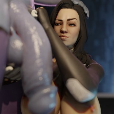 1futa, 1girls, 3d, areolae, asari, balls, big breasts, blender, breasts, flaccid, futa on female, futanari, huge cock, large breasts, liara t'soni