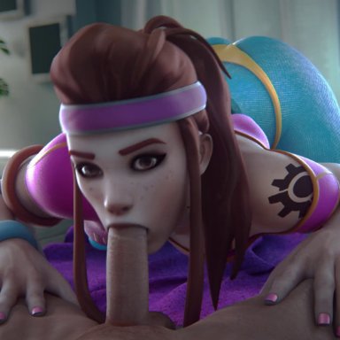 1boy, 1girls, 3d, animated, brigitte, erection, fellatio, female, fpsblyck, male, oral, overwatch, penis, sound, straight