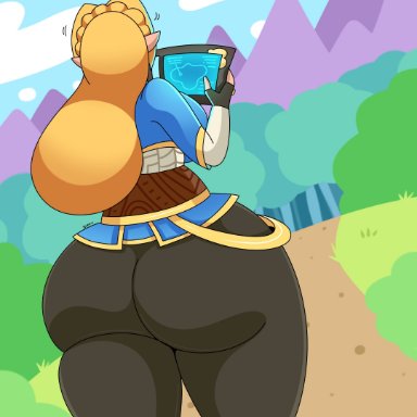 ass, big ass, big butt, blonde hair, blonde hair, bottom heavy, breath of the wild, bubble ass, bubble butt, daisy-pink71, fat ass, fat butt, female, female only, fingerless gloves