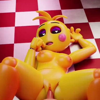 1girls, 3d, animated, animatronic, five nights at freddy's, fnaf, heart shaped pupils, penetration, riding penis, sound, toy chica (fnaf), video, zeperothion