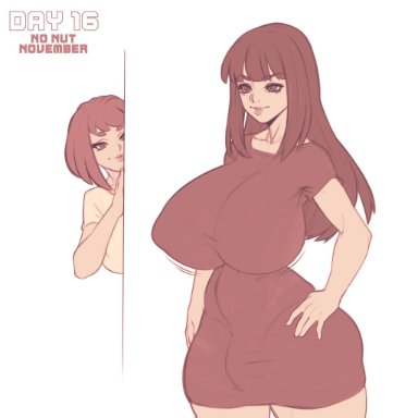 2futas, balls, being watched, breasts, bulge, clothed, clothing, duo, erection under clothes, fully clothed, futa only, futanari, huge breasts, human, light-skinned futanari