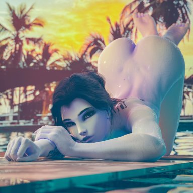 ass, ass up, female, nude, nude female, overwatch, sixplusone, solo, widowmaker