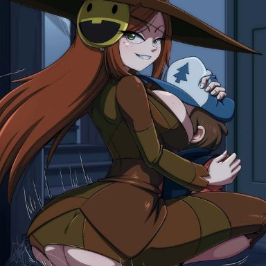 ass, big ass, big breasts, breasts, clothed, clothed sex, costume, cowgirl position, cum, cum in pussy, cum inside, dipper pines, disney, female, gravity falls