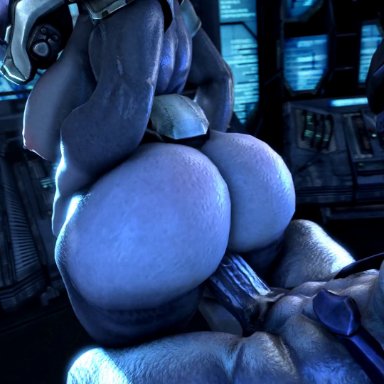 1boy, 1boy1girl, 1girls, 3d, alien, alien girl, armor, female, halo (series), kasdaq, large ass, large breasts, large penis, riding, sangheili