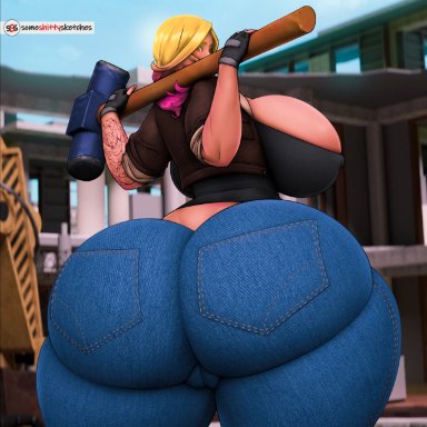 1girls, ass, big ass, big breasts, blonde hair, breasts, clothed, clothing, dat ass, enormous ass, female, female only, fortnite, gigantic ass, hair