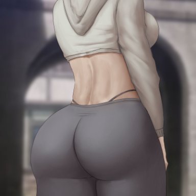 1girls, absurd res, annie leonhardt, ass, ass focus, attack on titan, big ass, big breasts, blonde hair, blue eyes, breasts, eye contact, high resolution, large ass, looking at viewer