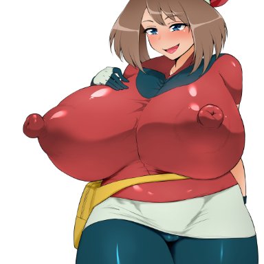 alternate breast size, big nipples, curvaceous, curves, curvy female, curvy figure, enormous breasts, erect nipples, erect nipples under clothes, hand on chest, henriiku (ahemaru), high resolution, highres, huge breasts, huge nipples