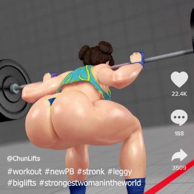 1girls, 3d, almightypatty, animated, ass, big ass, chun-li, female, female only, large ass, phone, phone screen, solo, sound, street fighter