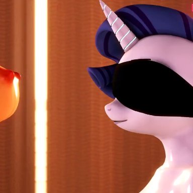 3d, animated, anthro, applejack (mlp), big breasts, blindfold, blowjob, breasts, cum, deepthroat, dominothecat, equine, friendship is magic, furry, futa on futa