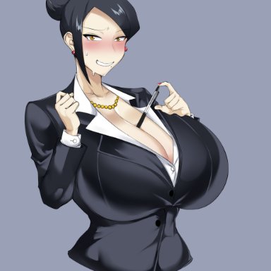 1girls, absurd res, bijin onna joushi takizawa-san, black hair, breasts, clothing, collared shirt, dress shirt, female, female only, female solo, formal clothes, hi res, huge breasts, large breasts