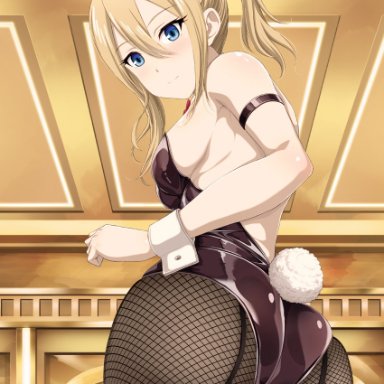 1girls, ass, blonde hair, blue eyes, breasts, bunny ears, bunny tail, bunnysuit, eye contact, female, grabbing own ass, hayasaka ai, inoshira, kaguya-sama wa kokurasetai ~tensai-tachi no renai zunousen~, leotard