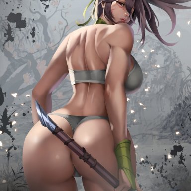 akali, ass, back view, big ass, big butt, black hair, bubble butt, female, hazelnuts, huge ass, league of legends, massive ass, tagme