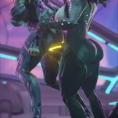 1futa, 1girls, 3d, animated, armor, big penis, futanari, hands behind back, helmet, large ass, large penis, niki3d, saryn (warframe), sex, sound