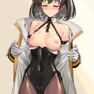 arknights, sigm@, slave, sex slave, slavegirl, chains, breasts, medium breasts, medium hair, collar, blush, functionally nude, 1girl, costume, vibrator