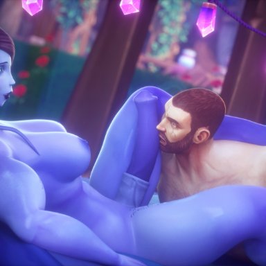 1futa, 3d, alliance, alliance (warcraft), alliance futa, big penis, blue eyes, blue skin, breasts, cock worship, draenei, draenei futa, erection, futa on male, futadom