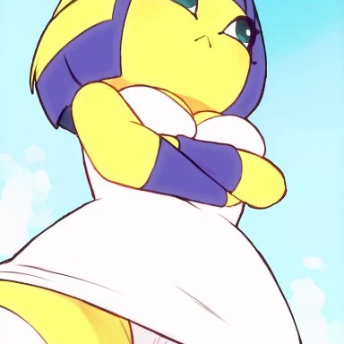 1girl, angry, animal crossing, animal ears, animated, ankha, egyptian, eyeliner, glare, looking at viewer, looking down, panties, pov, short hair, solo