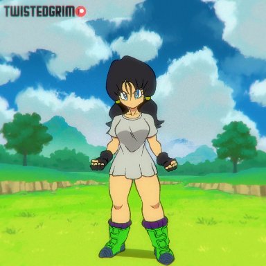 animated, bottomless, dragon ball, dragon ball super, dragon ball z, exposed breasts, exposed pussy, no sound, tagme, twistedgrim, videl, video, wind, wind lift