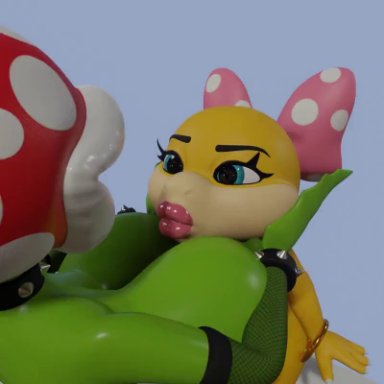 3d, animated, blender, making out, mario (series), nintendo, no sound, piranha plant, saliva, saliva on tongue, saliva string, saliva trail, salivating, tongue, tongue out