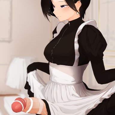 1futa, ball bra, balls, big penis, black hair, breasts, clothed, clothing, earrings, erect penis, erection, futa only, futanari, garter straps, huge cock