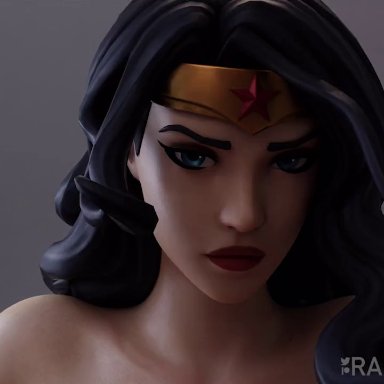 1boy, 1girls, 3d, 3d (artwork), animated, ass, big ass, big breasts, black hair, blender, blue eyes, cowgirl position, dc, dc comics, diana prince