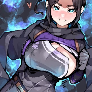 1girls, apex legends, author: たわわ製麺所, big breasts, breast squish, breasts, breasts out, breasts outside, female, female only, growth, heart, hips, horny, human