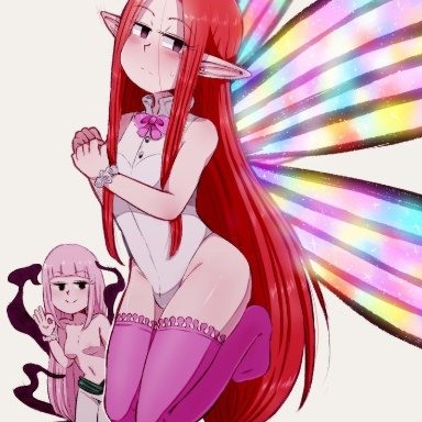 1boy, baggy pants, blush, breasts, bulge, crossdressing, fairy, fairy wings, female, femboy, girly, gloxinia, green sash, leotard, melascula