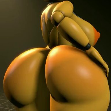 animated, animatronic, anthro, ass, avian, avian humanoid, beak, big ass, big breasts, big butt, blue eyes, bottom heavy, breasts, bubble ass, bubble butt