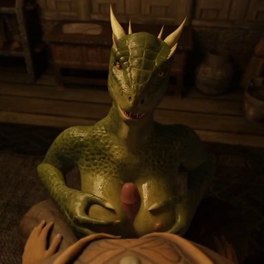 3d, 3d (artwork), animated, anthro, argonian, bethesda softworks, blender (software), breast play, breasts, claws, clothing, digital media (artwork), duo, female, first person view